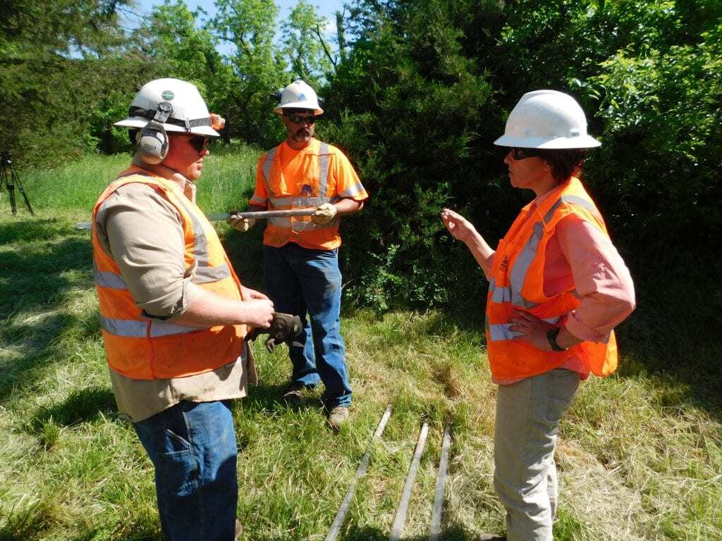 Emily Austin discusses a drilling project on a site in southwest Missouri.