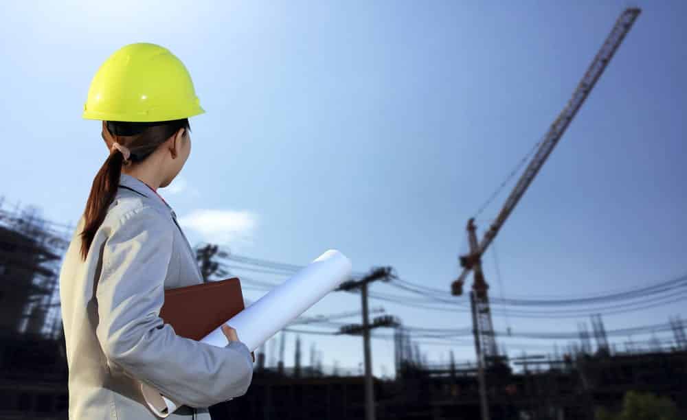 Young female engineer at construction site